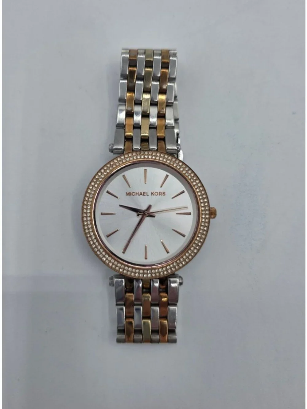 Michael Kors Womens MK3203 Silver, Gold Rose-Tones Watch Crystal Bezel